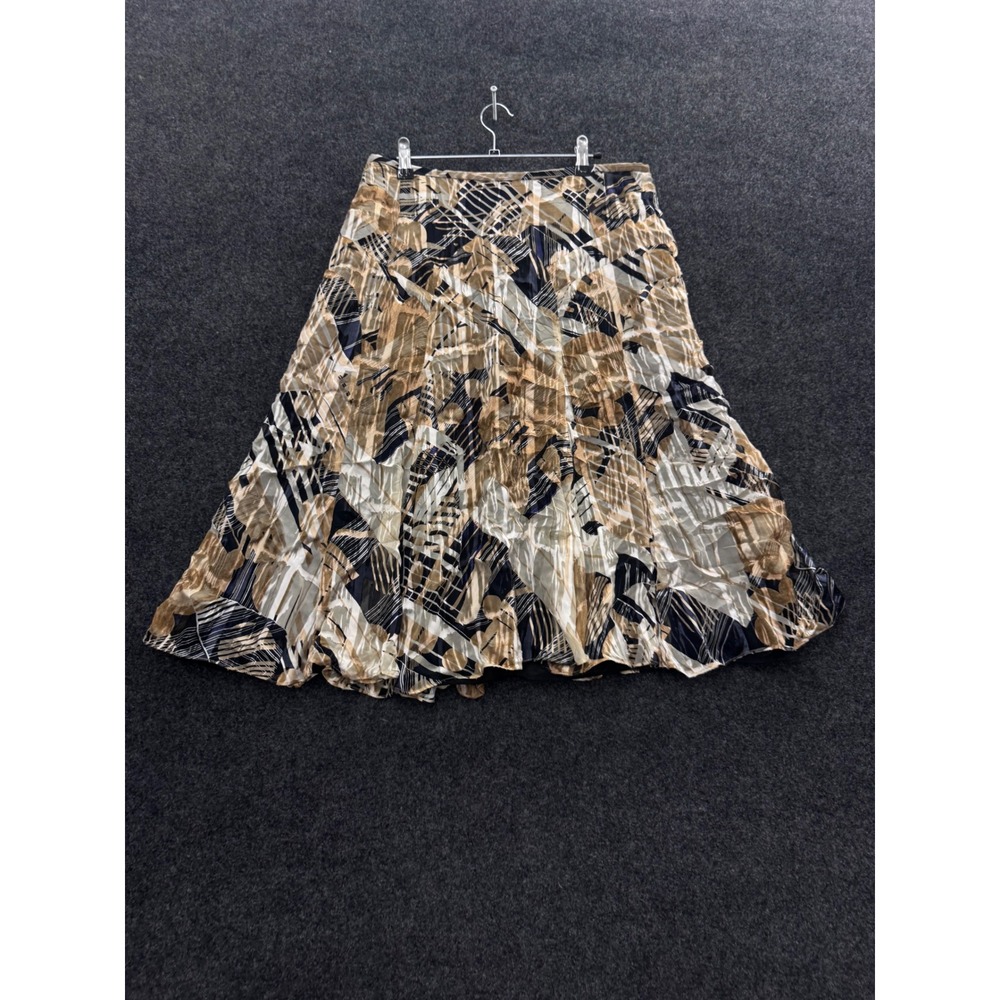 Jones New York Collection Abstract Geometric Crinkle Midi Skirt Womens 10 Black